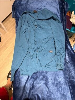 Women's Teal Utility Jacket with Snap Front